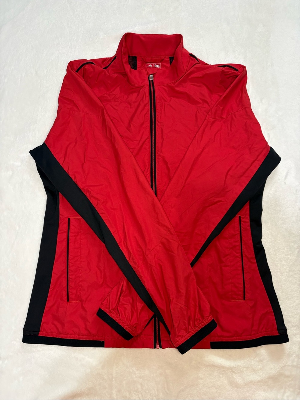 adidas Red Bomber Jacket with Black Trim